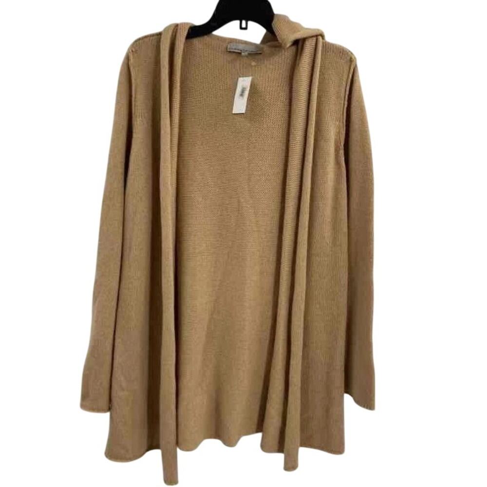 Current Affair Womens Tan Long Sleeve Hooded Open Front Cardigan Sweater Size XL